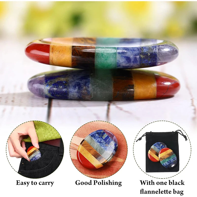7 Chakra Thumb Worry Stone Set &ndash; Natural Meditation Aid