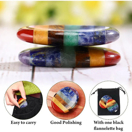 7 Chakra Thumb Worry Stone Set &ndash; Natural Meditation Aid