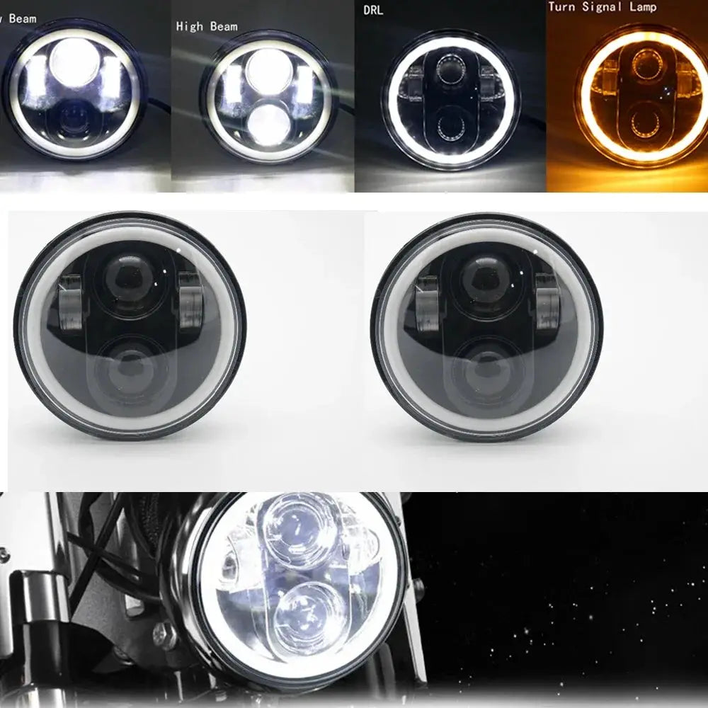 2x 5.75 inch led headlight High/Low beam halo for Speed Triple & Street Triple & Thunder 5 3/4" projector by InterCyprus Trading Ltd