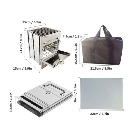 Wood Stove Foldable Charcoal Grill &ndash; Lightweight Portable Silver