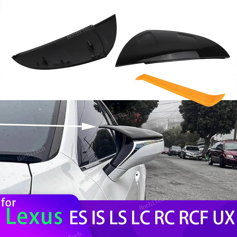 2 Stuks Zwarte ABS Zijspiegel Covers voor Lexus ES IS LS LC RC RCF UX LHD