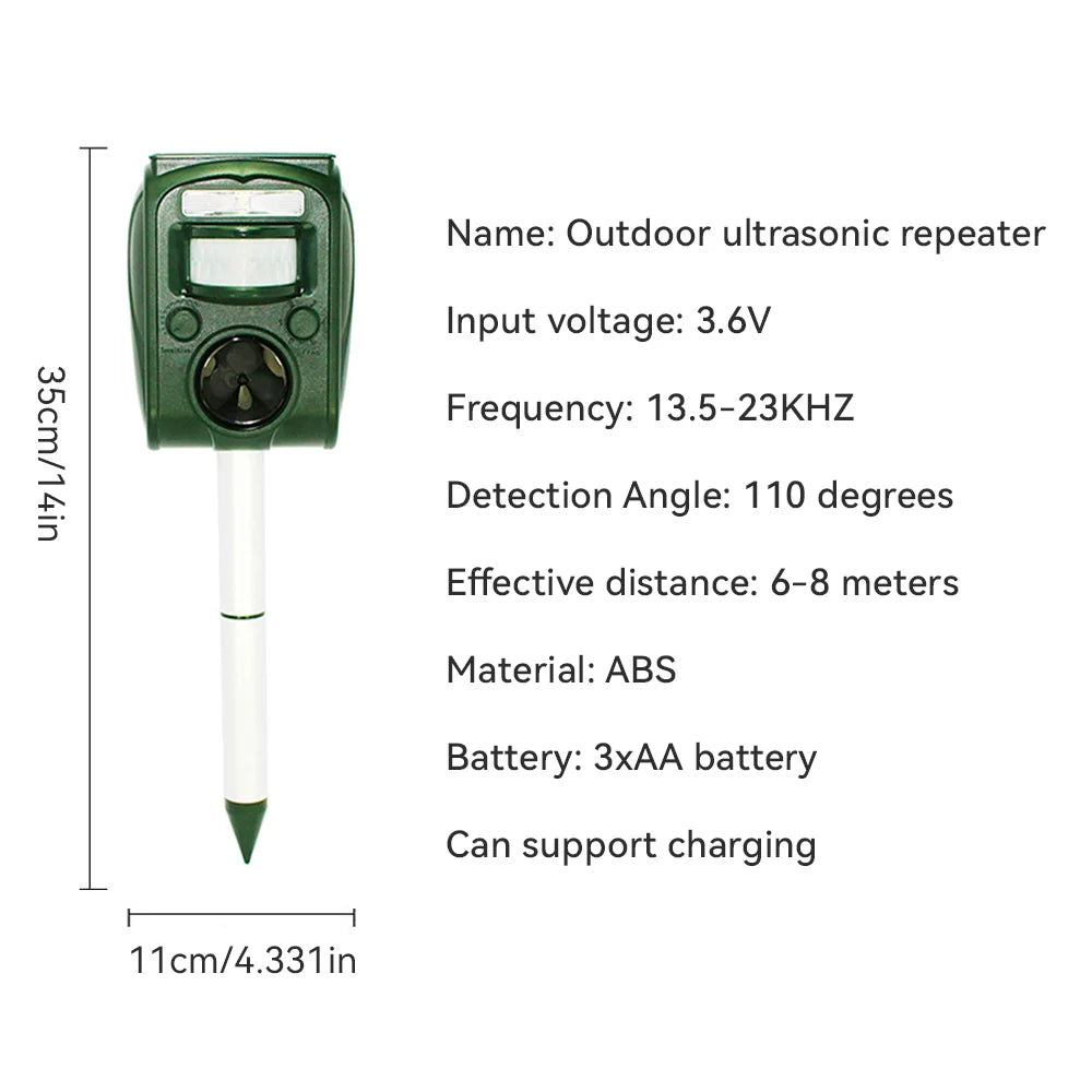 Solar Outdoor Ultrasonic Insect Repellent &ndash; 6M-8M Range