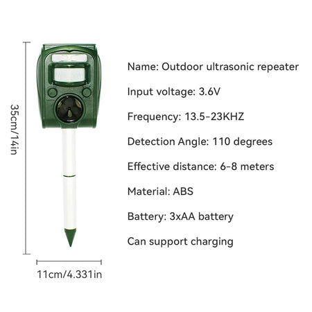 Solar Outdoor Ultrasonic Insect Repellent &ndash; 6M-8M Range