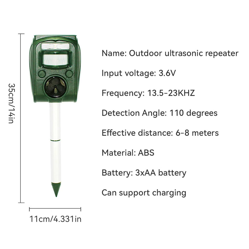 Solar Outdoor Ultrasonic Insect Repellent &ndash; 6M-8M Range