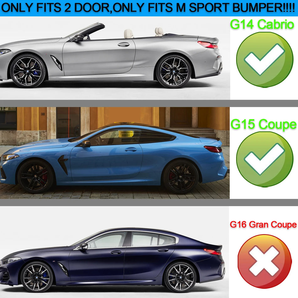 Parachoques trasero de la serie 8 de BMW G14 G15 con luz de freno LED aspecto de fibra de carbono