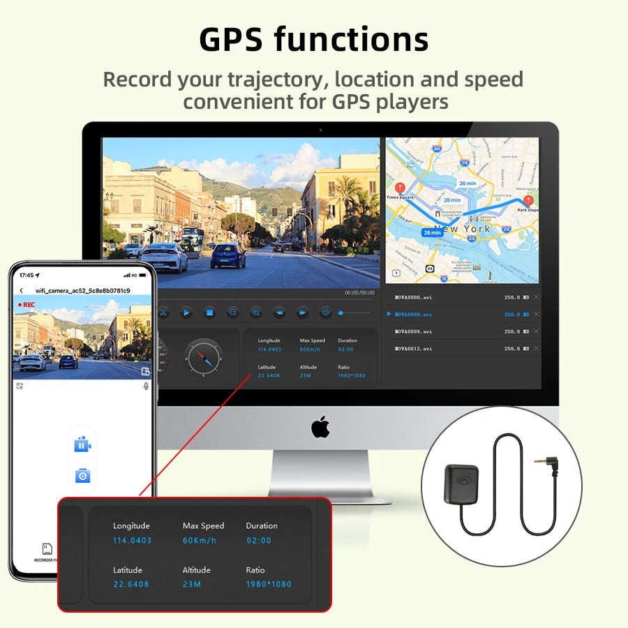 Dashcam Aceeo 2K GPS 11.2 Mirror &ndash; Night Vision 3 Camera