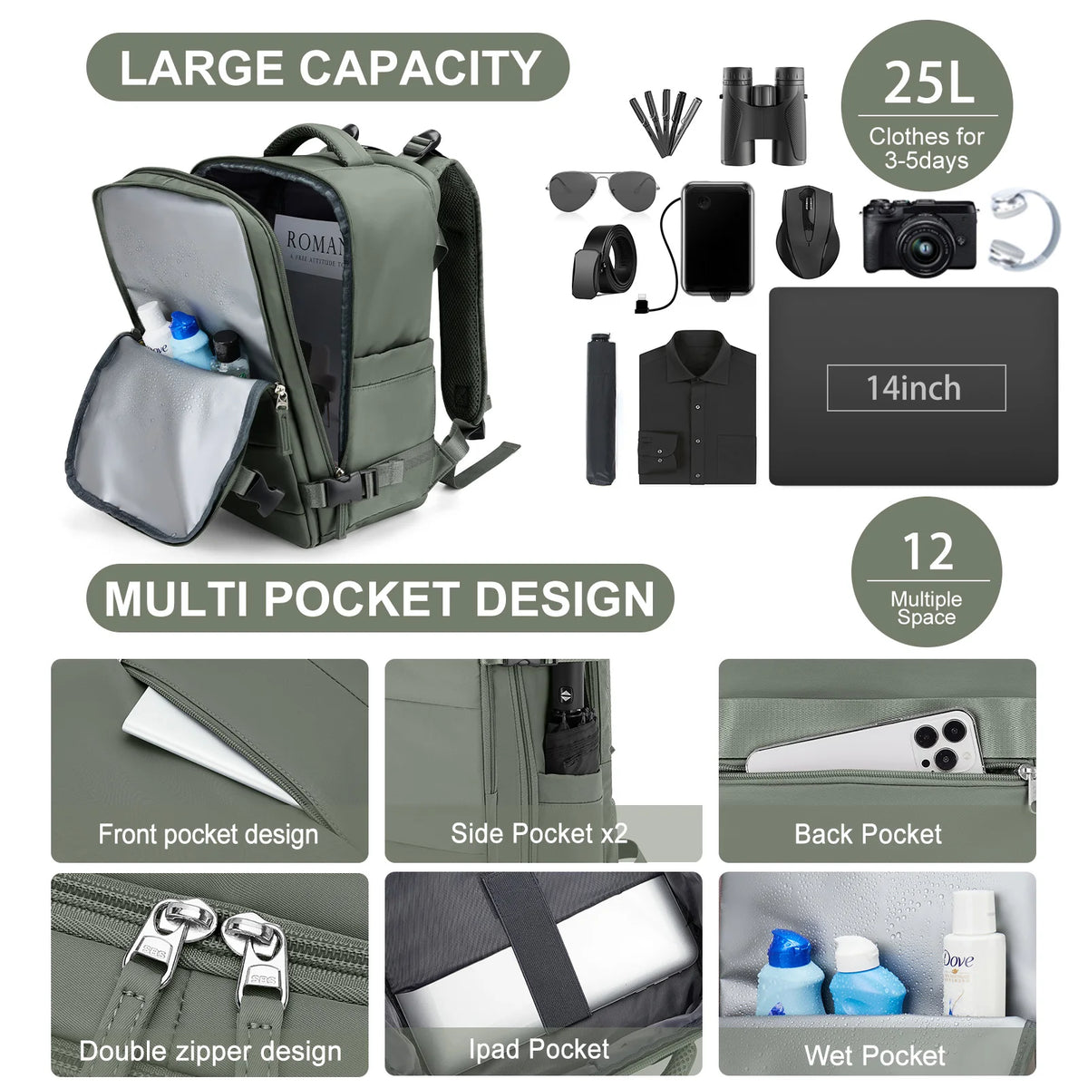 Anti Theft Cabin Travel Backpack &ndash; Ultra Lightweight