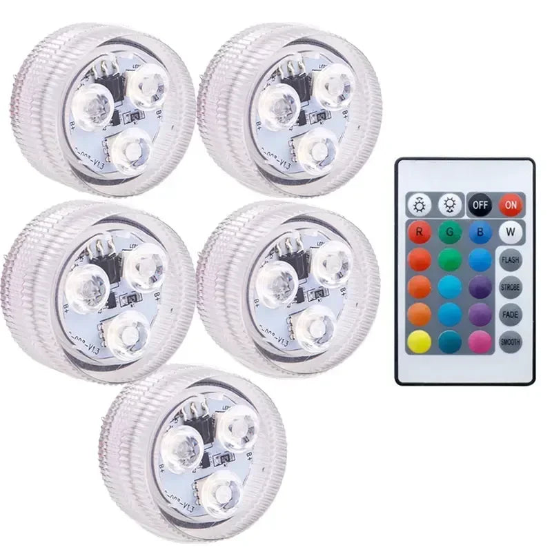 Remote Control CoSubmersible 3 LED Underwater Light &ndash; RGB 1 controller 5 Lamp