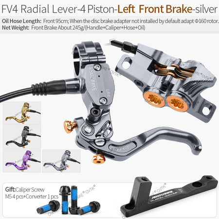 Frog Wake FV4 MTB Hydraulic Disc Brake Kit &ndash; 4 Piston FV4-RA-L-FRNT GREY