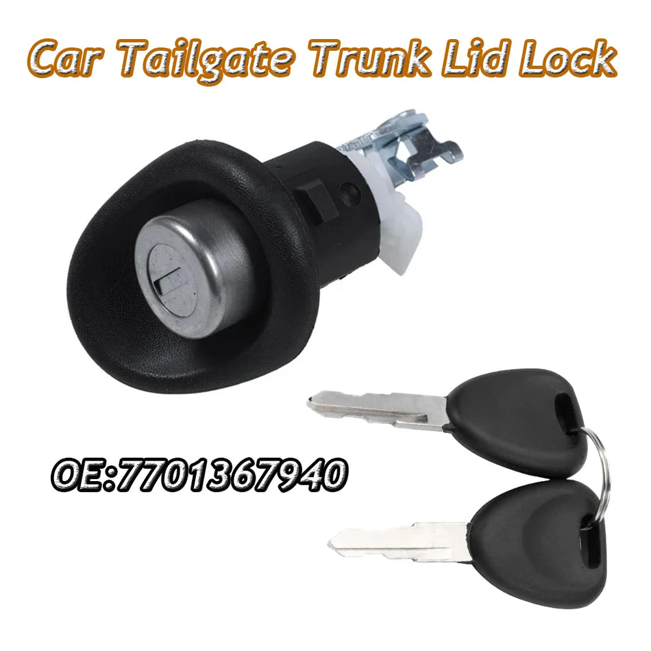 Trunk Lid Lock With Dual Keys For Renault Twingo, Dacia Logan, And Dacia Sandero, Metal Core Construction