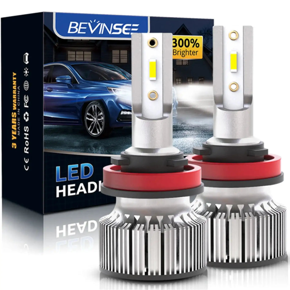 Bevinsee H11 H7 Mini Rozmiar Żarówki LED Reflektorów 12V 6000K