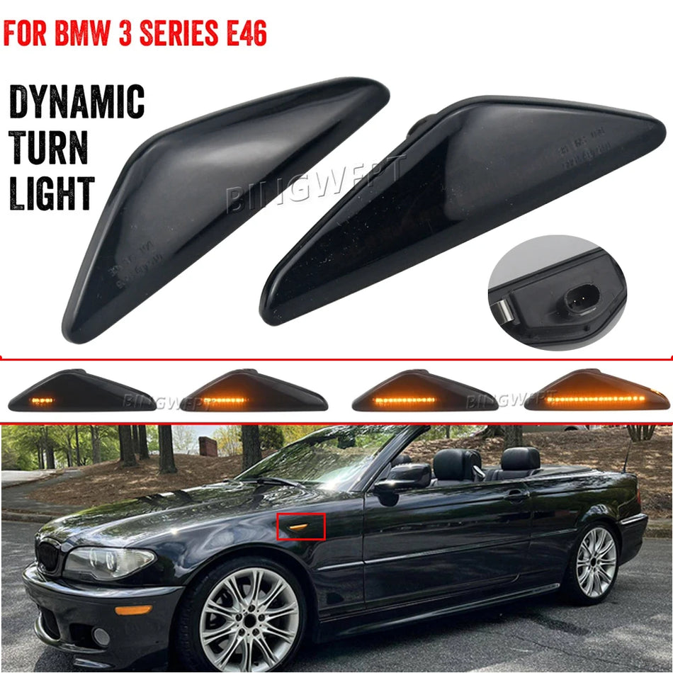 Luz de Marcador Lateral Señal de Giro LED Dinámica para BMW E46 2D 2003-2006 325Ci 330Ci