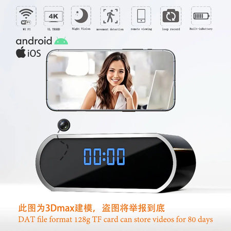 Mini Camera Clock 1080P &ndash; Wireless Wifi Control with Night Vision