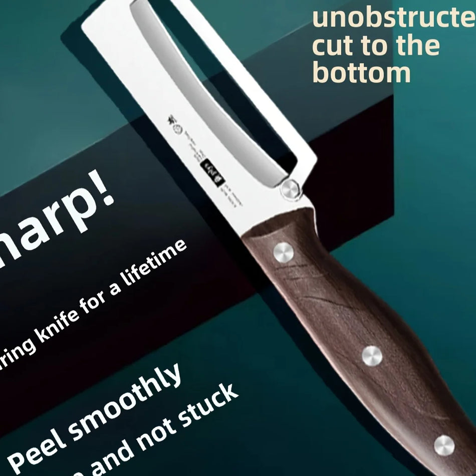 Skalare i rostfritt stål med trähandtag för skalning och skivning av frukt och grönsaker, hållbar och smidig användning