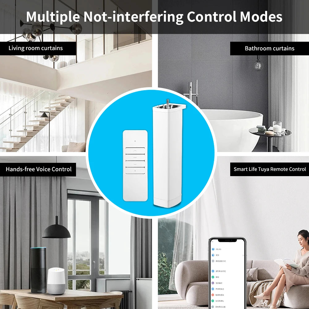 Tuya Smart WiFi/Zigbee Electric Curtain Motor with Voice Control