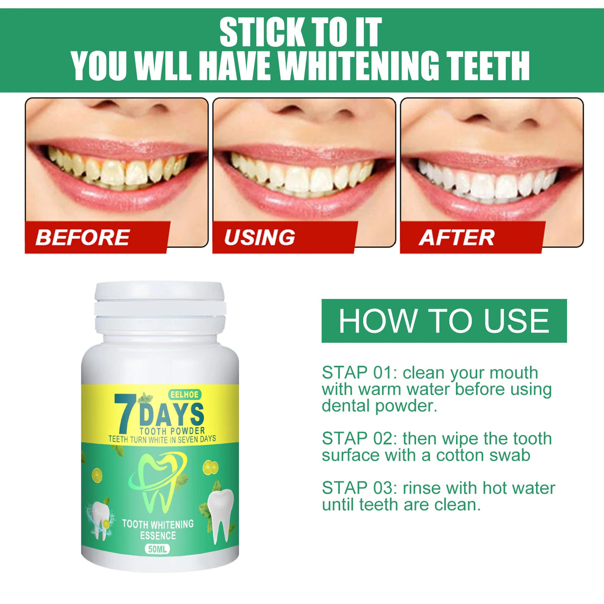 5 Days Whitening Tooth Powder &ndash; Effective Stain Removal for Radiant Smile