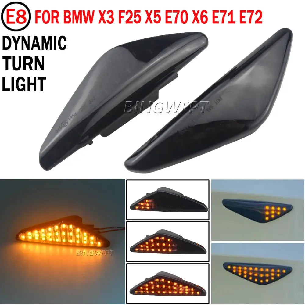 2x Sequential Flashing LED Turn Signal Side Marker Lights For BMW X3 F25 X5 E70 X6 E71 E72 Blinker Lamps 63137171007/8 by InterCyprus Trading Ltd