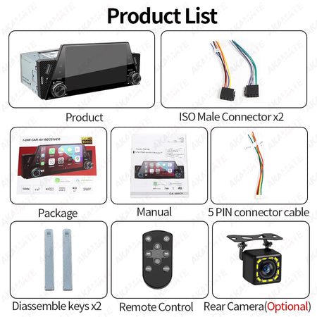 5 Inch MP5 Car Radio 1 Din - CarPlay Android Auto Mirror