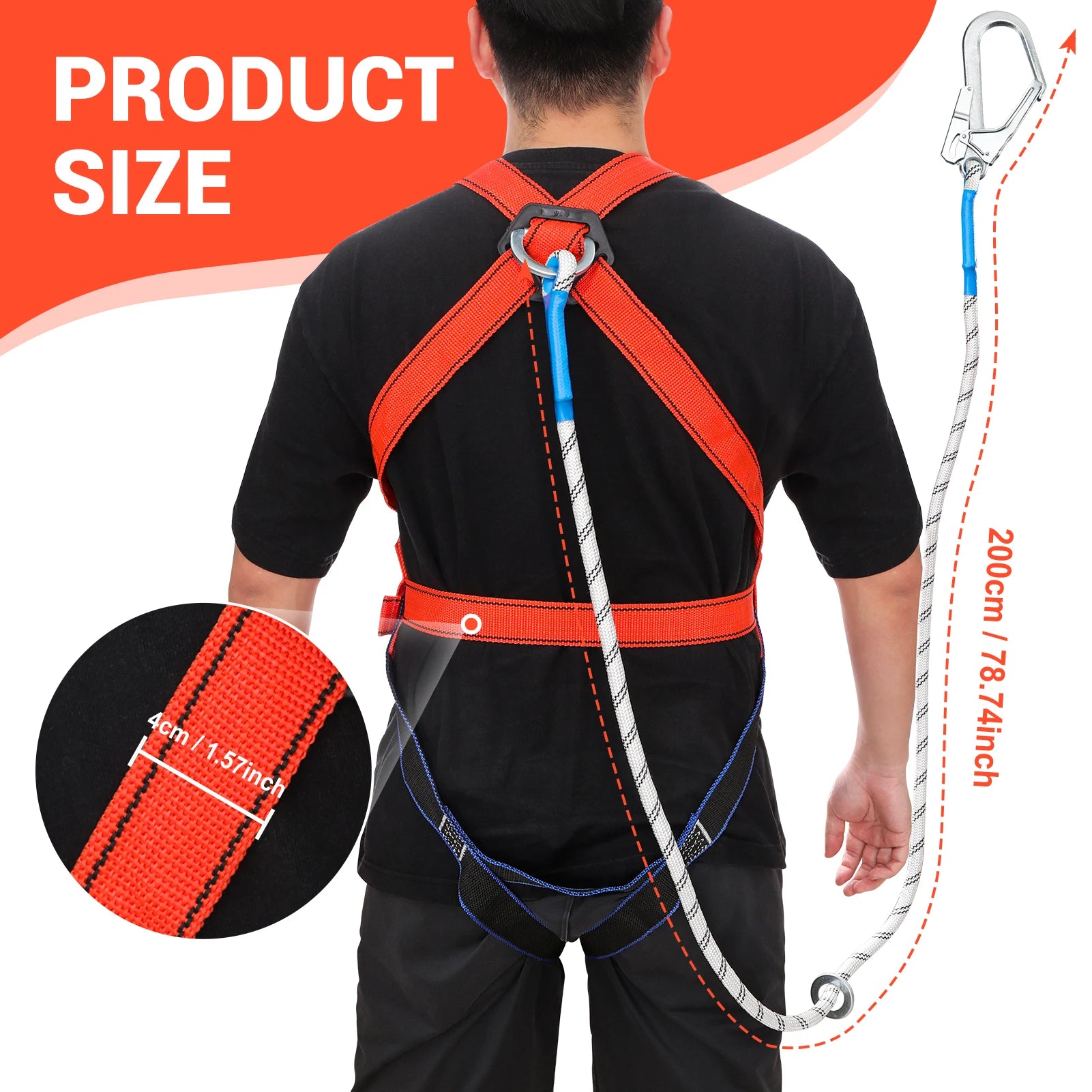 High Altitude Five-Point Safety Harness with Carabiner for Outdoor Climbing and Construction Double Small Hooks 1