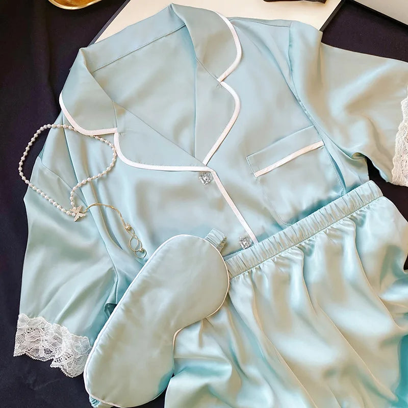 Ice Silk Pajamas - Sweet Summer Style for Women Green / M