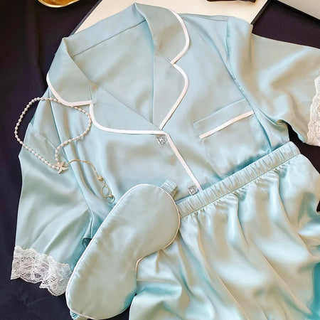Ice Silk Pajamas - Sweet Summer Style for Women Green / M