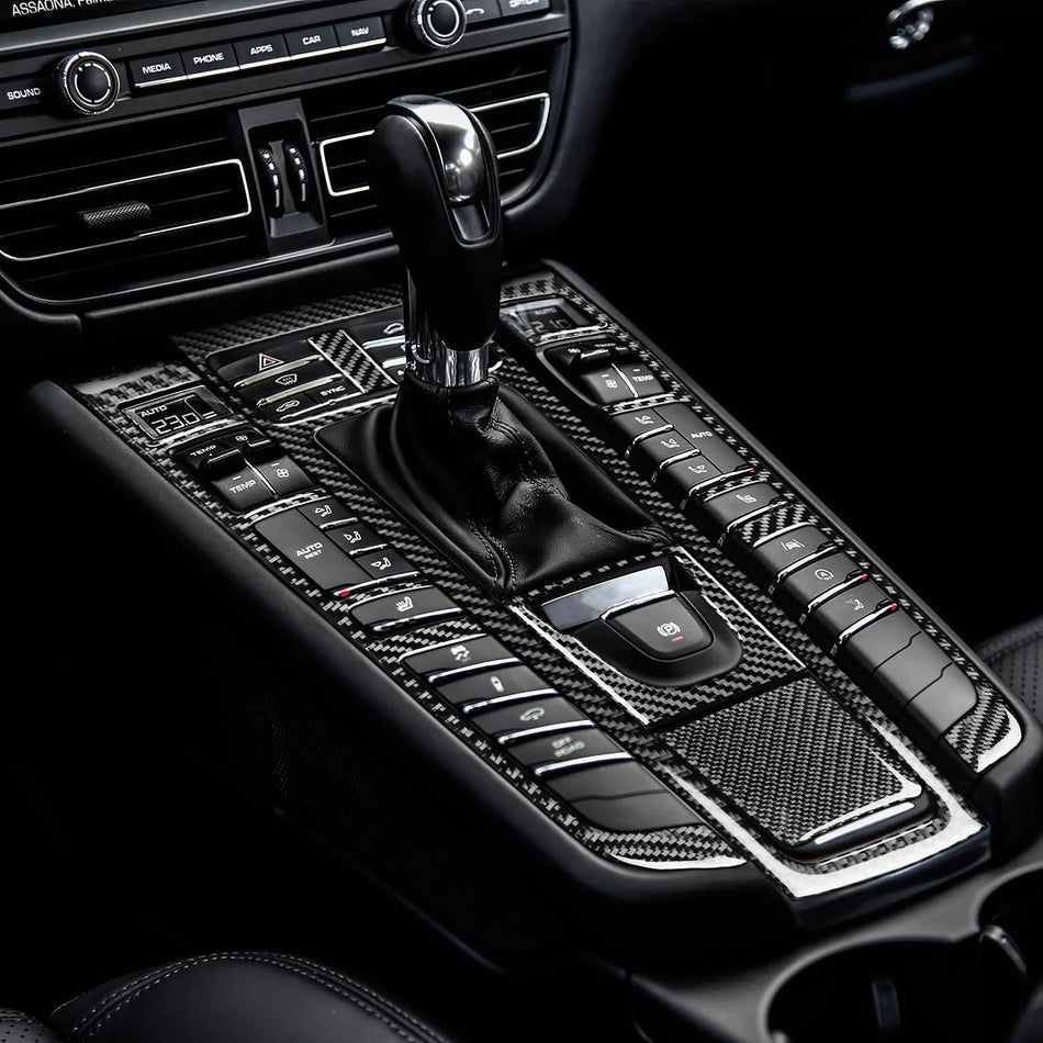 Porsche Macan 2014-2021 için Karbon Fiber Orta Vites Paneli Kaplama