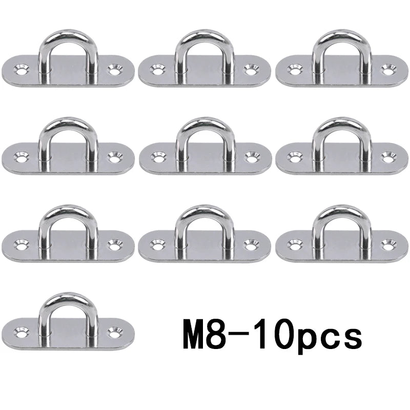 304-M6 M5 M8 Oval Eye Board Marine Deck Buckle Staple Boat Shade Sail Mounting Fastening Set - 304 Marine Grade Stainless Steel M8-10pcs