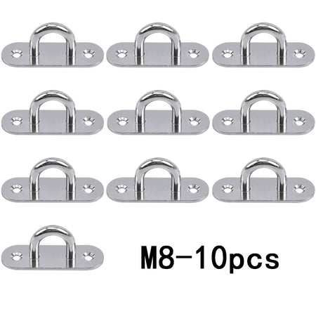 304-M6 M5 M8 Oval Eye Board Marine Deck Buckle Staple Boat Shade Sail Mounting Fastening Set - 304 Marine Grade Stainless Steel M8-10pcs