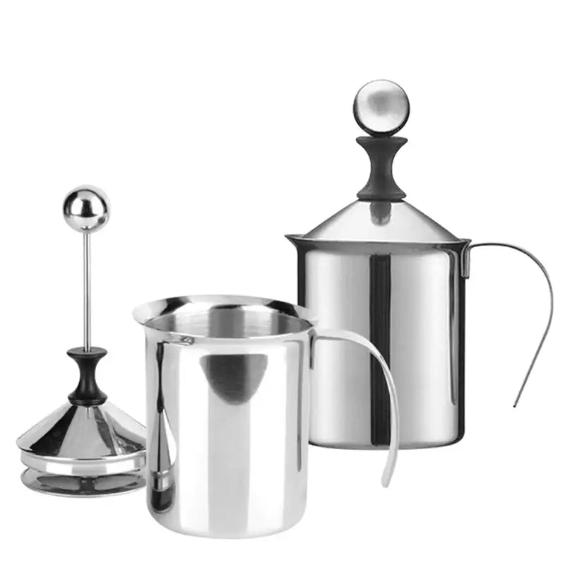 800ml Stainless Milk Frother With Double Mesh Cappuccino