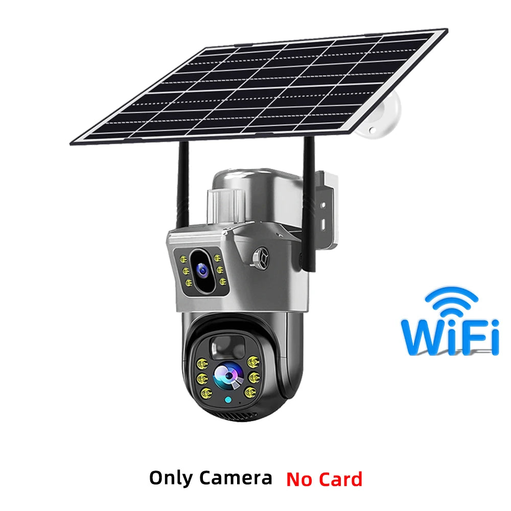 V380 Pro 4G Solar Camera Dual Lenses Outdoor 8MP 4K Low Power Battery IP Camera PIR Night Vision CCTV Security Protection WIFI Cam No Card