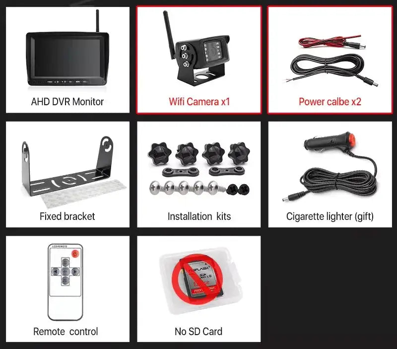 7 Inch AHD DVR Monitor Wireless Backup Camera With Night Vision For Trucks by InterCyprus Trading Ltd