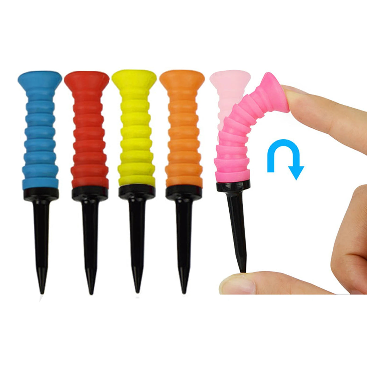 5Pcs Premium Elastic Golf Tees &ndash; Durable and Flexible Performance