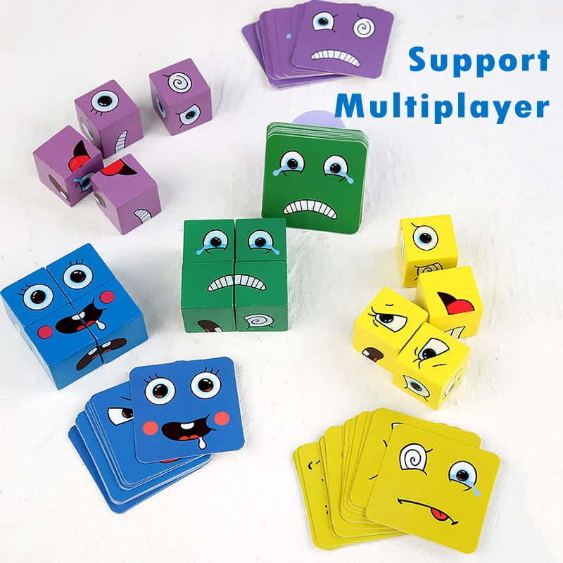 BZS00120 &ndash; Educational Wooden Face Changing Blocks for Kids