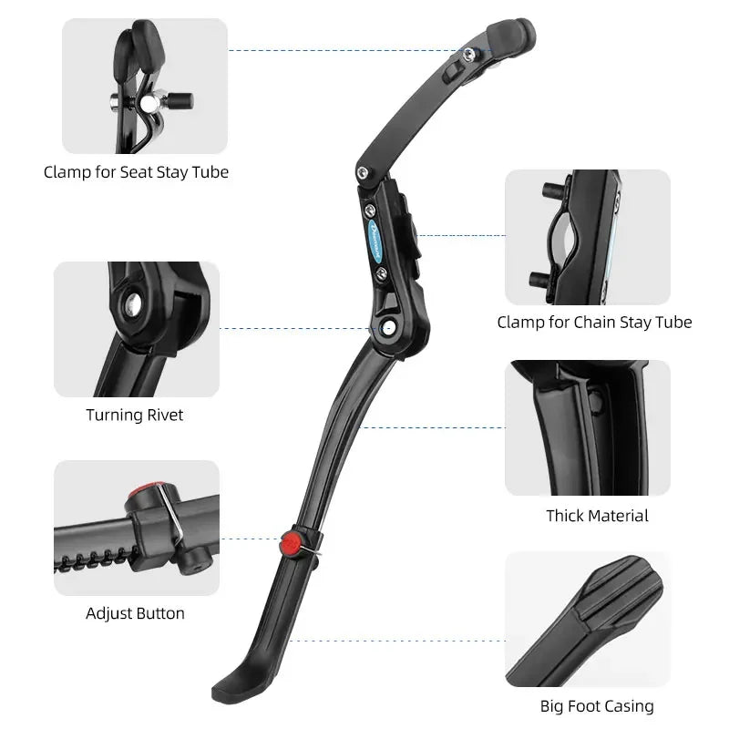 Deemount Dual Clamps Kickstand &ndash; Strong Support for 24-29 Inch Bicycles