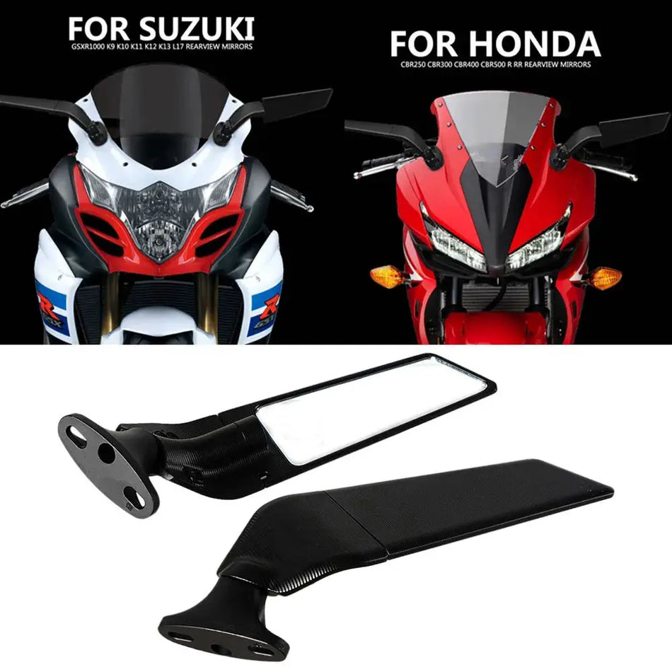 Rearview Mirrors Wind Wing Adjustable Rotating For Kawasaki Ninja Ducati 899 Yamaha R15 Honda Suzuki GSXR1000 K9 Motor Parts by InterCyprus Trading Ltd