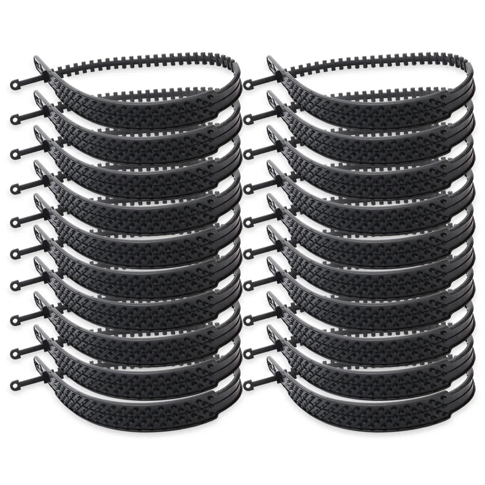 20-10pcs Snow Chain Widen Thicken Crawler Plastic&ndash;Anti Slip 20pcs Black