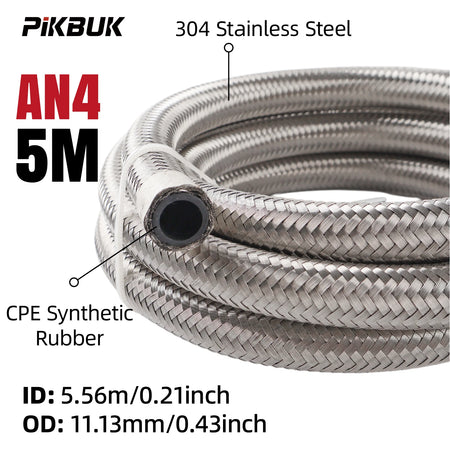 Stainless Steel Braided Fuel Hose With CPE Rubber Core AN4 AN6 AN8 by InterCyprus Trading Ltd