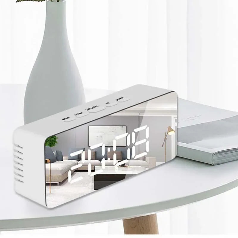 LED Mirror Alarm Clock &ndash; Large Display with Snooze Function