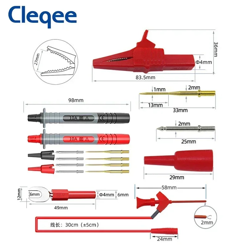 Cleqee P1300 Series Multimeter Test Lead Kit &ndash; 1000V Rating