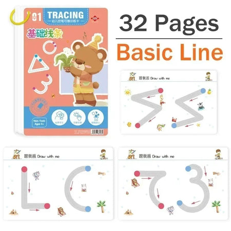 Montessori Reusable Magical Tracing Workbook for Kids - Educational Drawing &amp; Writing Practice Book A-32 Pages C