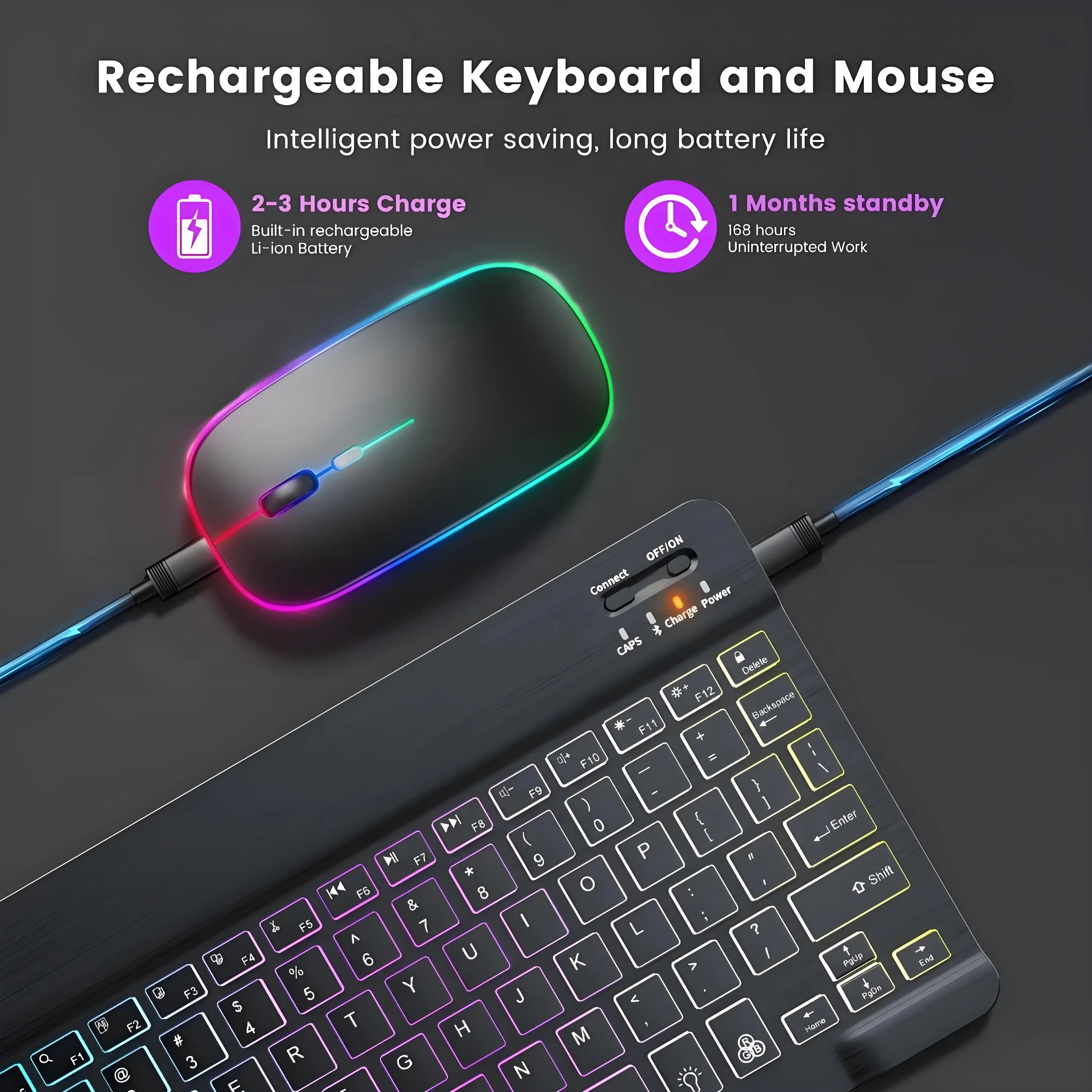 RGB Bluetooth Wireless Keyboard Mini Backlit &ndash; Rechargeable