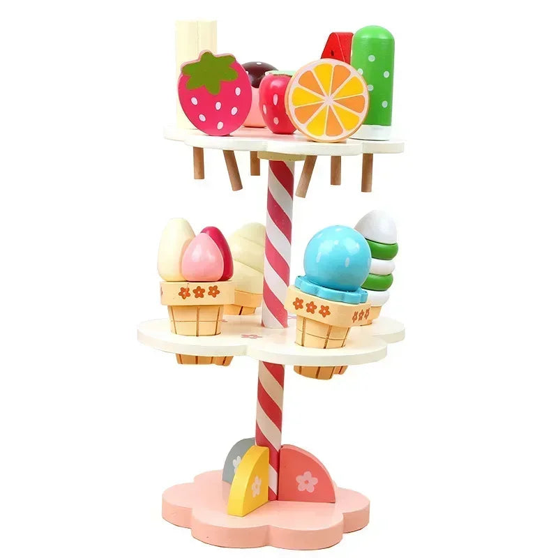 Wooden Simulation Ice Cream Rack &ndash; Educational Toy For 3-6 NB480C2