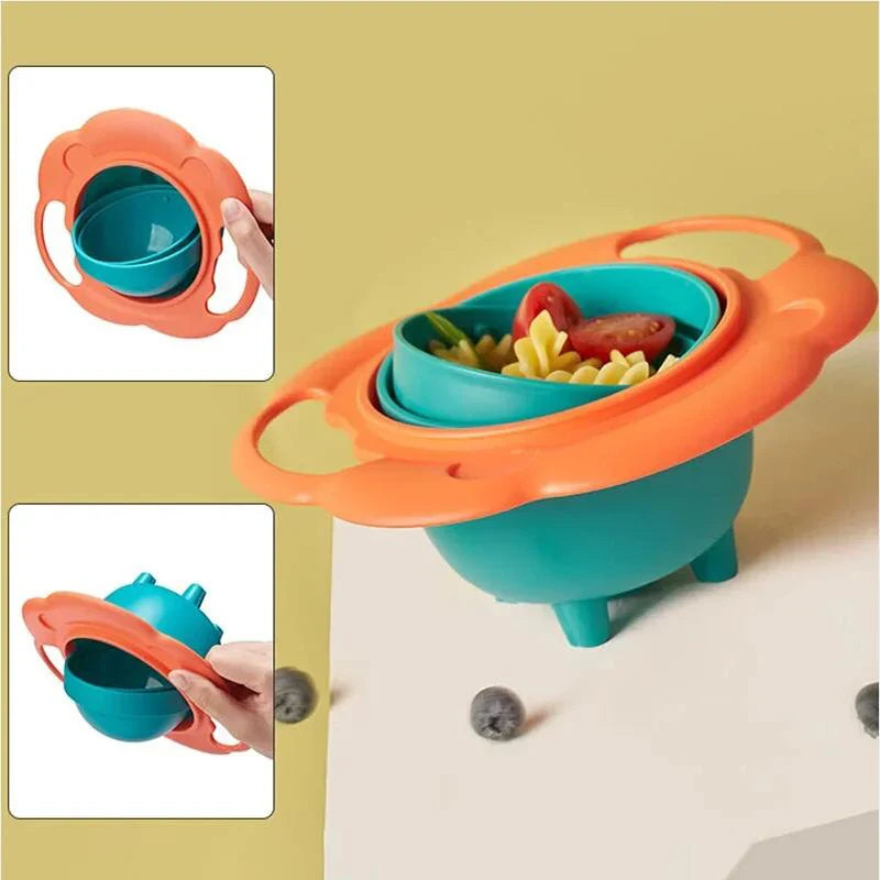 NoEnName_Null 360&deg; Spill-Proof Gyro Bowl for Kids with Cartoon Lion Design