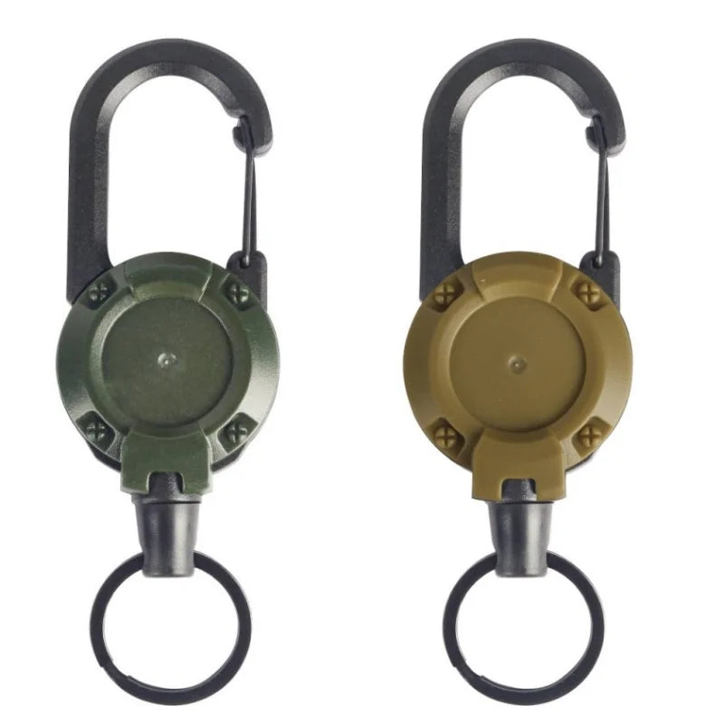 Outdoor Retractable Keychain with Heavy Duty Carabiner &ndash; 2/4/8pcs Badge Holder Reel 2Pcs Green and khaki