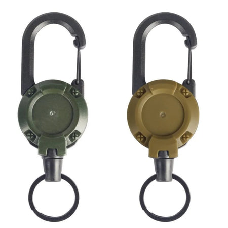 Outdoor Retractable Keychain with Heavy Duty Carabiner &ndash; 2/4/8pcs Badge Holder Reel 2Pcs Green and khaki