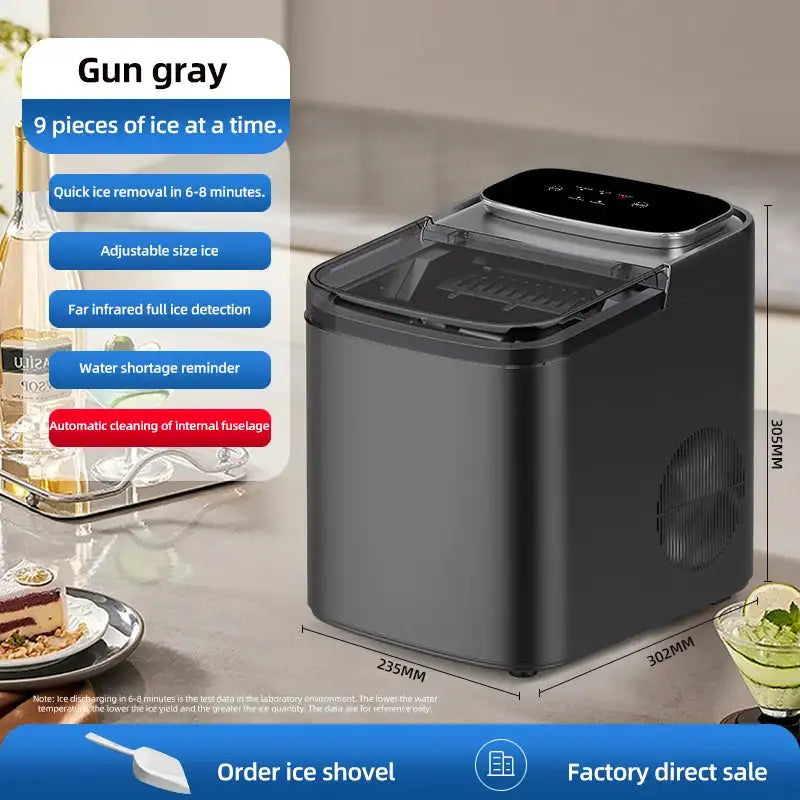 Small 220V Portable Ice Maker With Touch Screen Home Office black / UK