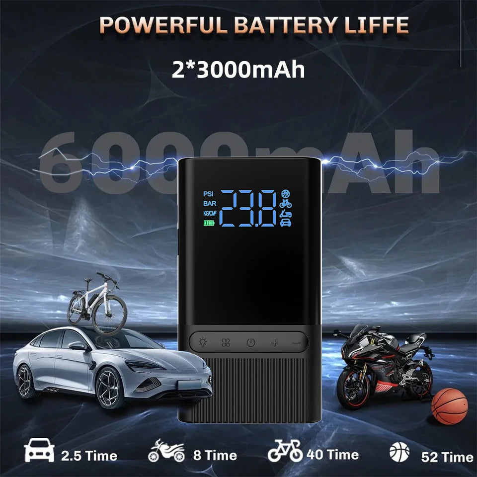 ACCEO 6000mAh Portable Tire Inflator &ndash; Fast Inflation LED
