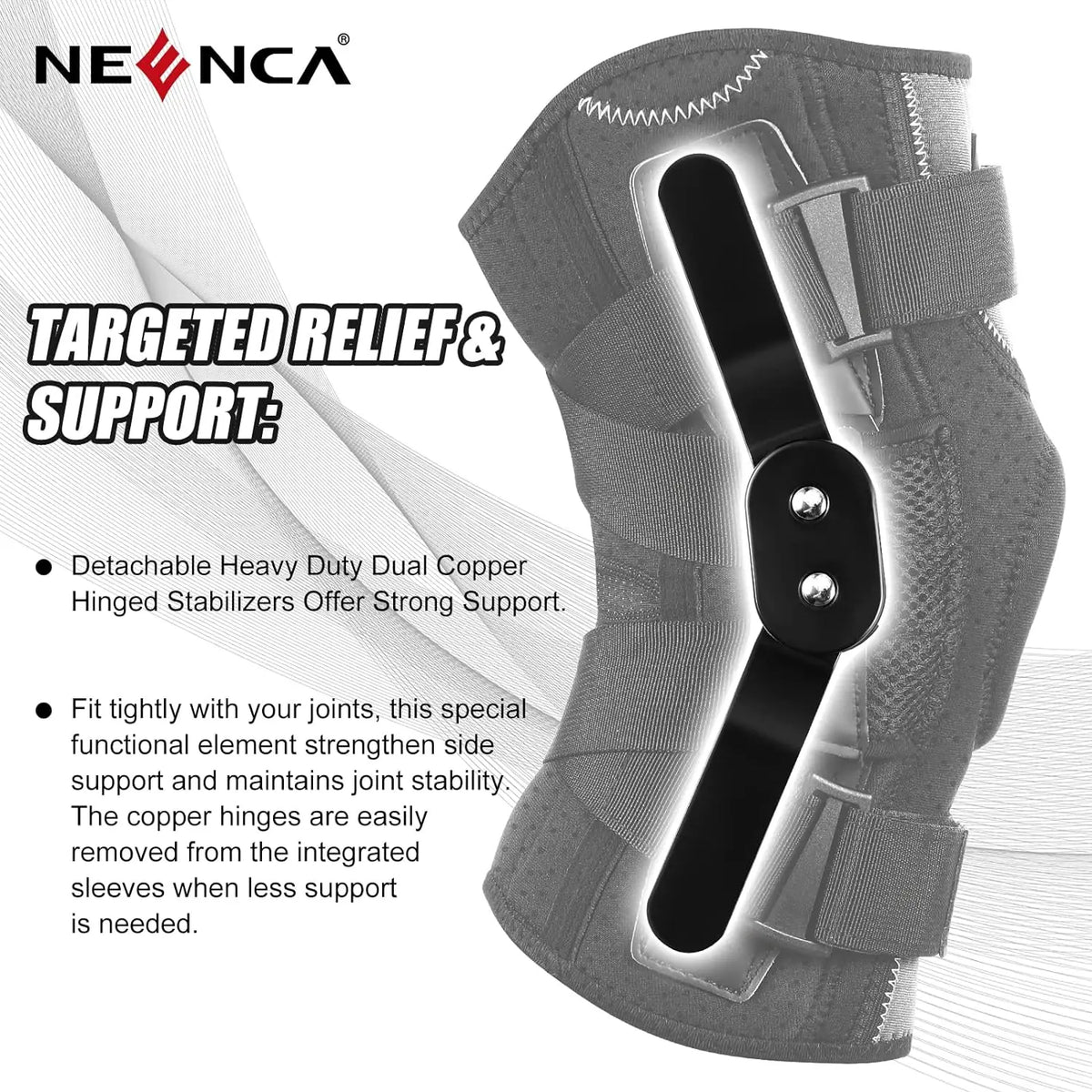 NEENCA Hinged Knee Brace Support for Knee Pain with Side Stabilizers&amp;Gel Pad Arthritis Meniscus Tear Knee Pain Relief, ACL, PCL