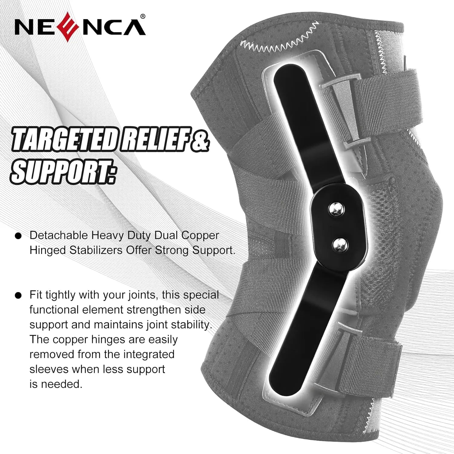 NEENCA Hinged Knee Brace Support for Knee Pain with Side Stabilizers&amp;Gel Pad Arthritis Meniscus Tear Knee Pain Relief, ACL, PCL
