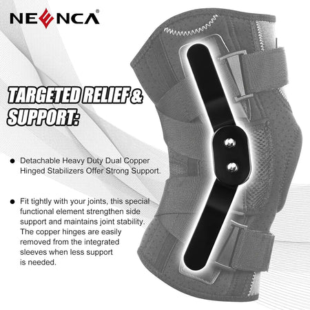 NEENCA Hinged Knee Brace Support for Knee Pain with Side Stabilizers&amp;Gel Pad Arthritis Meniscus Tear Knee Pain Relief, ACL, PCL